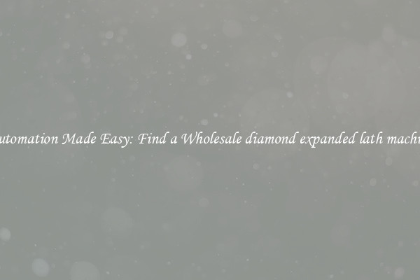  Automation Made Easy: Find a Wholesale diamond expanded lath machine 