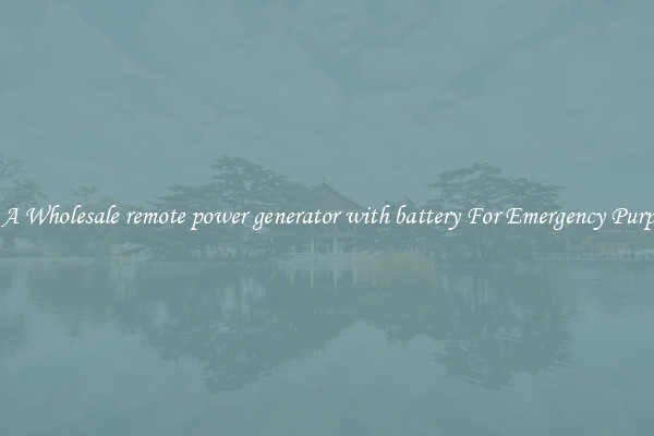 Get A Wholesale remote power generator with battery For Emergency Purposes